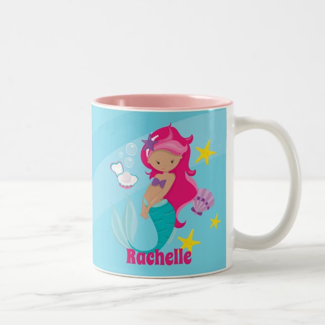 Personalized Mermaid Two-Tone Coffee Mug (Right)