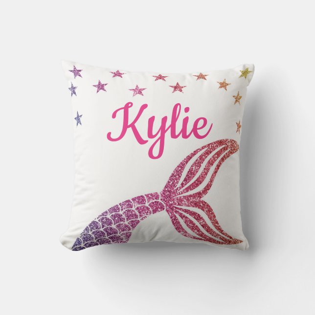 Personalized Mermaid Under The Sea Birth Stats Throw Pillow (Front)