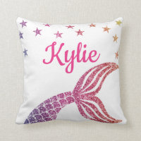 Personalized Mermaid Under The Sea Birth Stats Throw Pillow