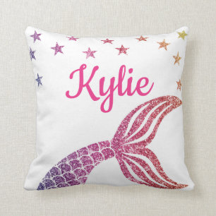 Personalized Mermaid Under The Sea Birth Stats Throw Pillow