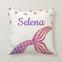 Personalized Mermaid Under The Sea Birth Stats Throw Pillow