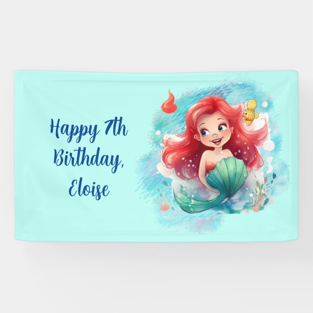 Personalized Mermaid Under the Sea Birthday Banner (Horizontal)