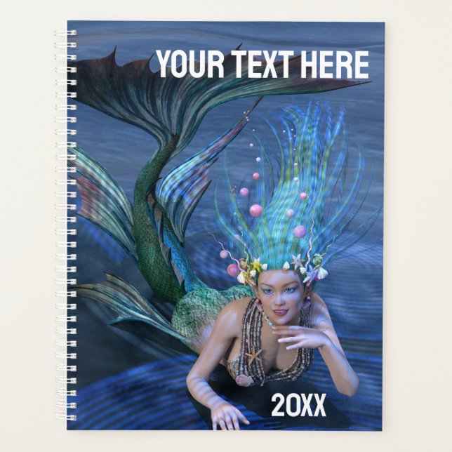 Personalized Mermaid Underwater Fantasy Art Planner with Custom Cover Text