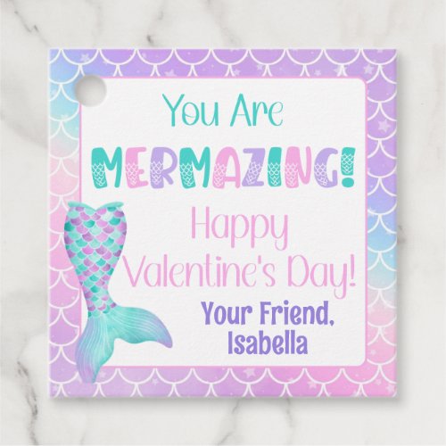 Personalized Mermaid Valentines Day Favor Tags