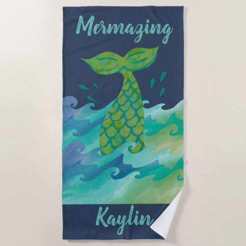 Personalized Mermazing Mermaid Beach Towel