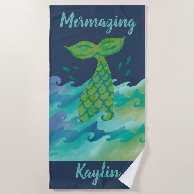 Personalized Mermazing Mermaid Beach Towel (Front)