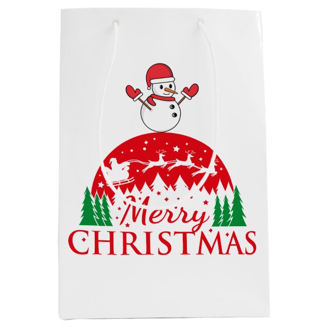 Personalized Merry and Bright Christmas        Medium Gift Bag (Front)