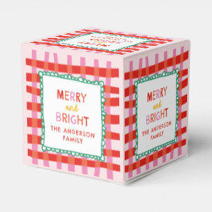 Personalized Merry and Bright Red Checkered Favor Boxes