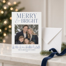 Personalized Merry & Bright Blue Winter Toile