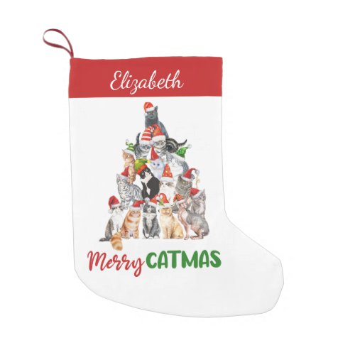 Personalized Merry Catmus Funny Cat Christmas  Small Christmas Stocking