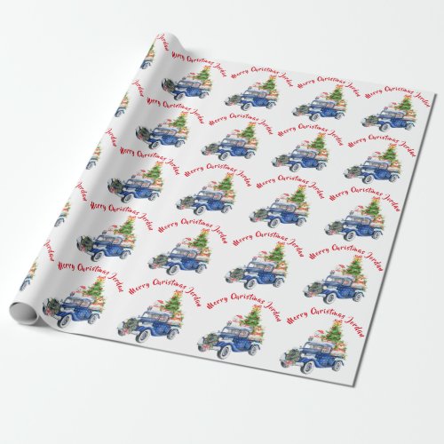 Personalized Merry Christmas Animals Farm Truck Wrapping Paper