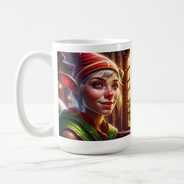 Personalized Merry Christmas Auntie| Cute Elf Coffee Mug (Left)