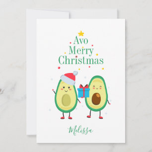 Personalized Merry Christmas Avocado Illustration