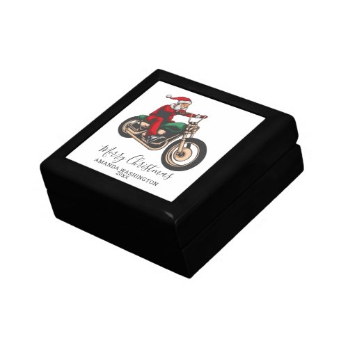 Personalized Merry Christmas Biker Santa Gift Box