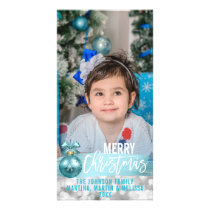 Personalized Merry Christmas Blue Foil | PHOTO Card