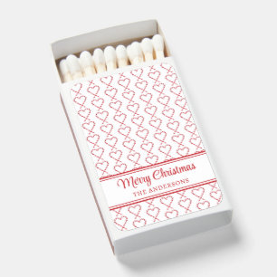 Personalized Merry Christmas Candy Cane Hearts Matchboxes
