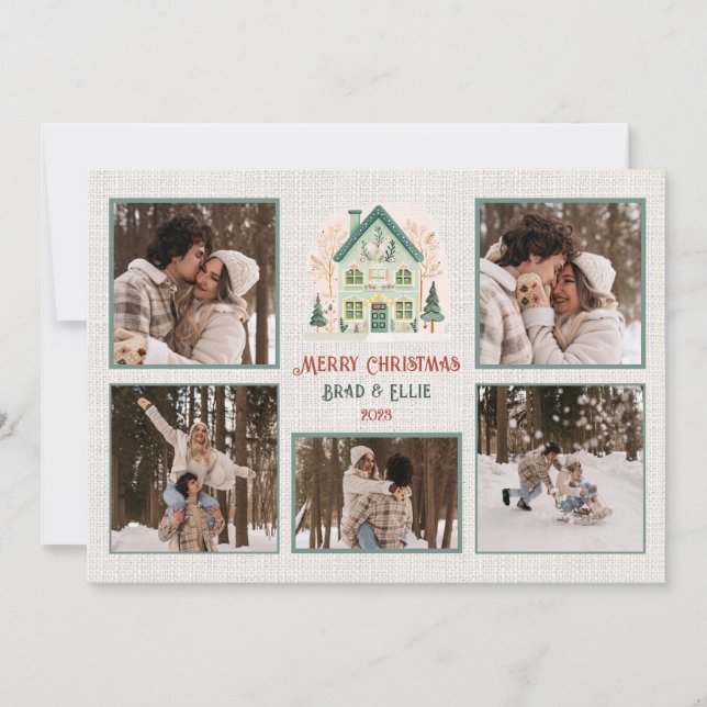 Personalized Merry Christmas Card with 6 Photos (Front)