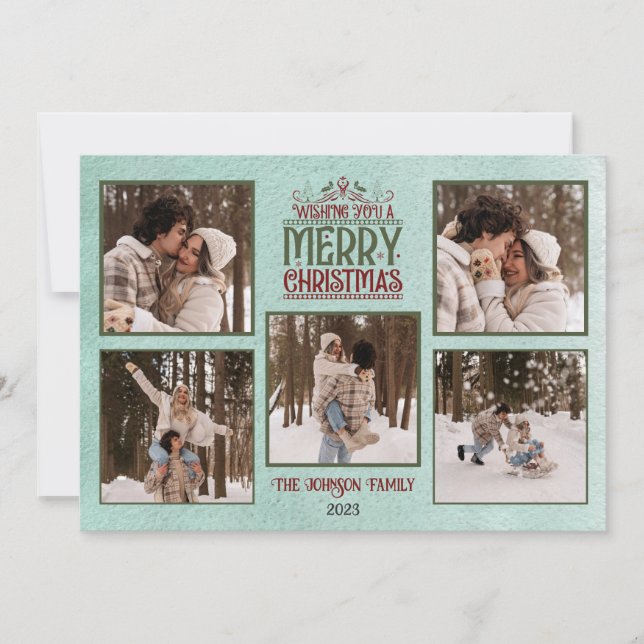Personalized Merry Christmas Card with Photos (Front)