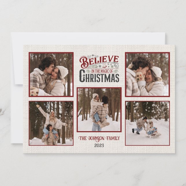 Personalized Merry Christmas Card with Photos (Front)