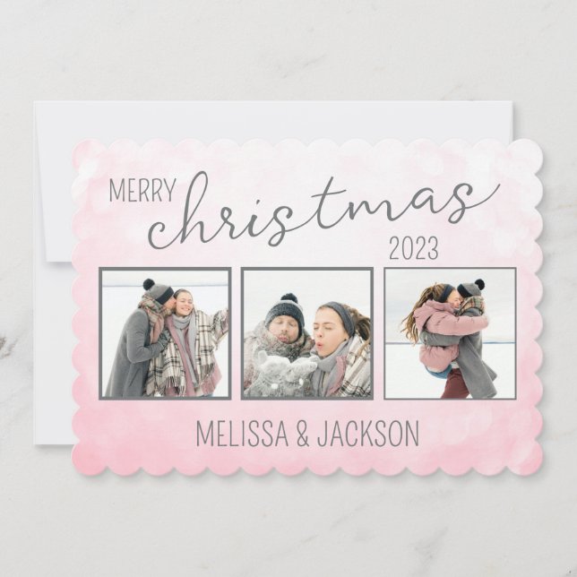 Personalized Merry Christmas Card with Photos (Front)