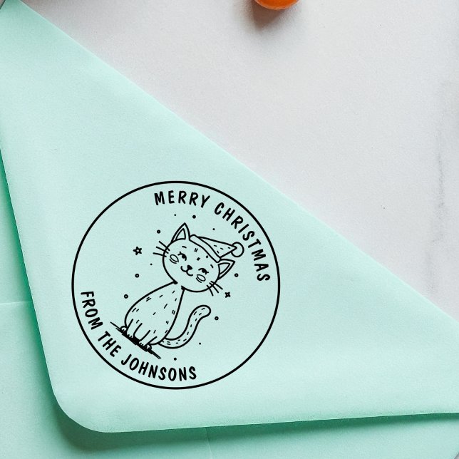 Personalized Merry Christmas Cat Cute Holiday Pet  Self-inking Stamp (Creator Uploaded)