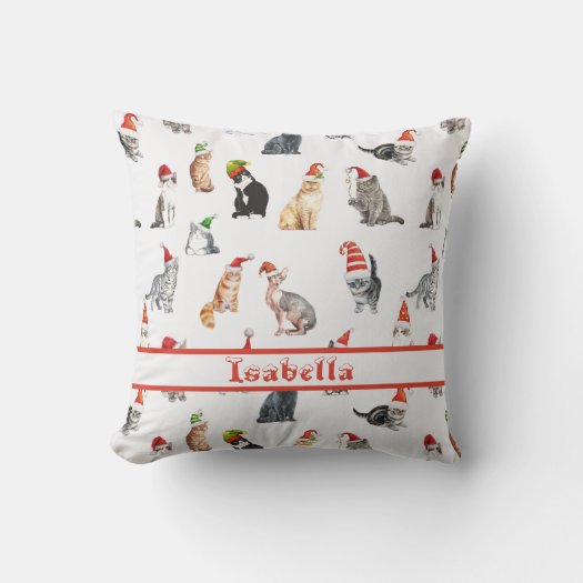 Personalized Merry Christmas Cats with Santa Hats