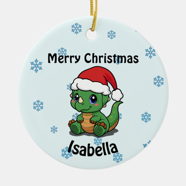 Personalized Merry Christmas Ceramic Ornament (Front)