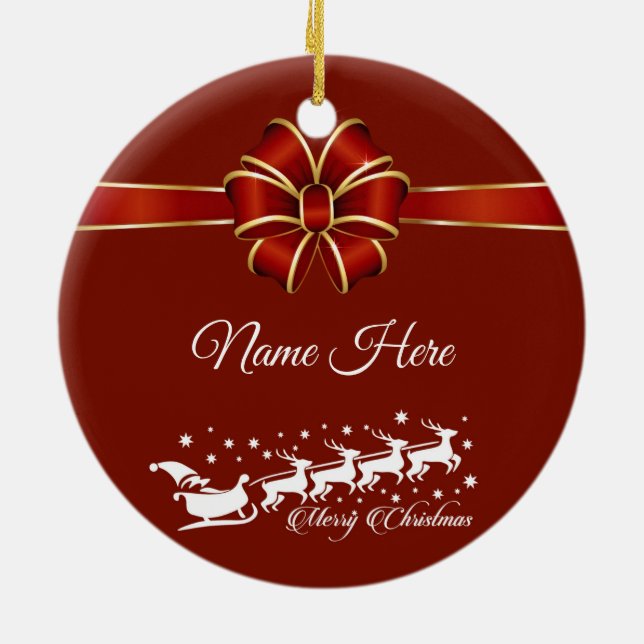 Personalized Merry Christmas Ceramic Ornament (Back)