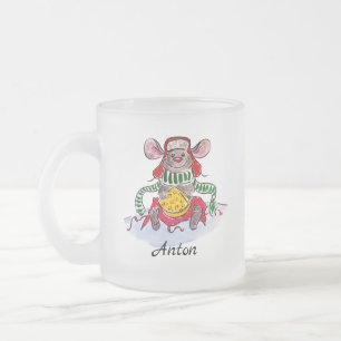 Personalized Merry Christmas Cheese Mouse Frosted Glass Coffee Mug
