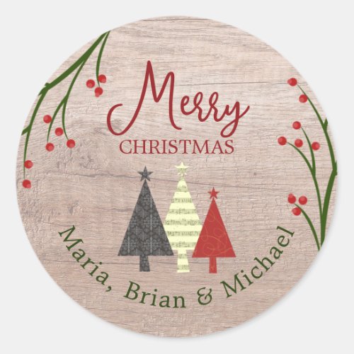 Personalized Merry Christmas Classic Round Sticker