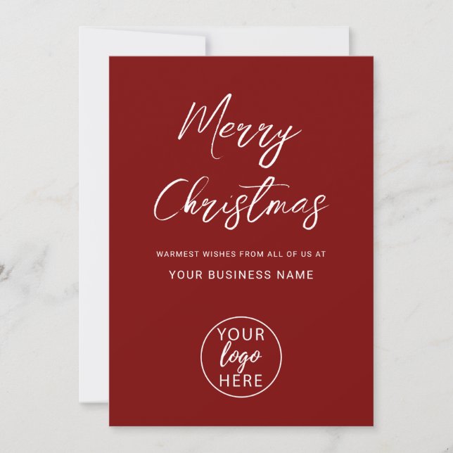 Personalized Merry Christmas Company Logo Holiday Card (Front)