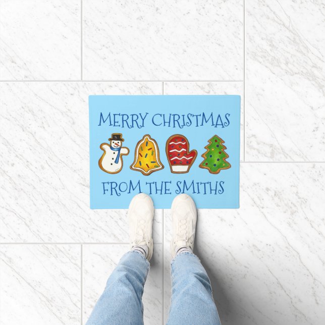 Personalized Merry Christmas Cookie Bell Tree Xmas Doormat (Indoor)