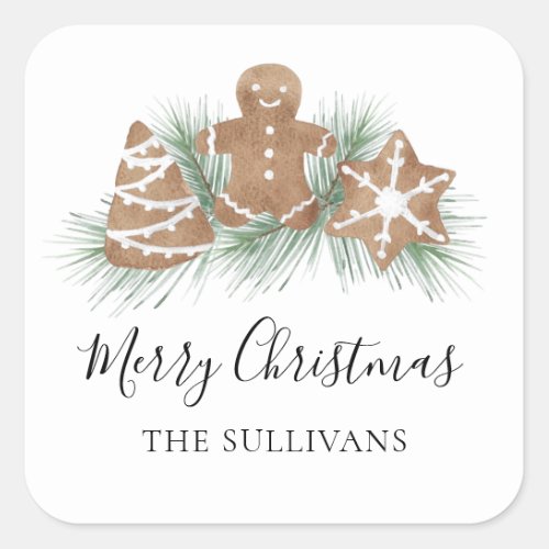 Personalized Merry Christmas Cookies Square Sticker
