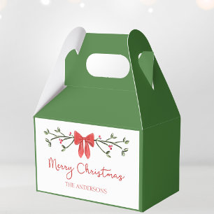 Personalized Merry Christmas Coquette Bow Trendy Favor Boxes