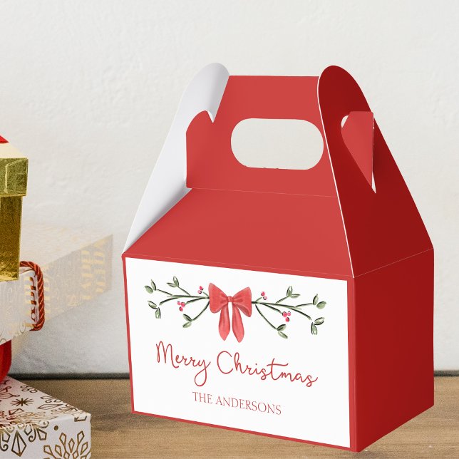 Personalized Merry Christmas Coquette Bow Trendy Favor Boxes (Creator Uploaded)
