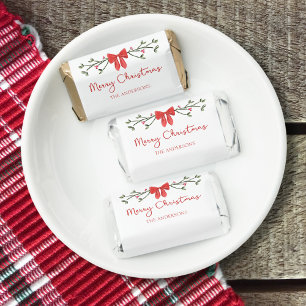 Personalized Merry Christmas Coquette Bow Trendy Hershey's Miniatures
