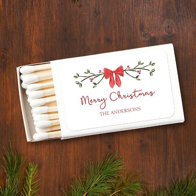Personalized Merry Christmas Coquette Bow Trendy Matchboxes (Creator Uploaded)