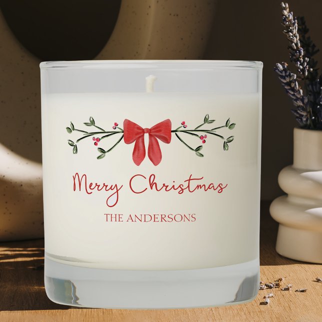 Personalized Merry Christmas Coquette Bow Trendy Scented Candle (Creator Uploaded)