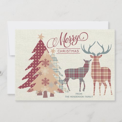 Personalized Merry Christmas Country Plaids Card