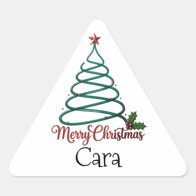 Personalized Merry Christmas Custom Name Gift For  Triangle Sticker (Front)