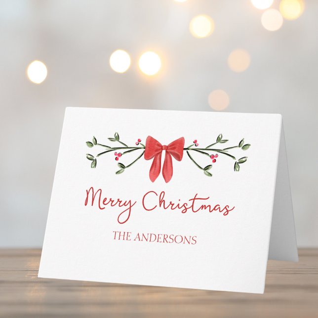 Personalized Merry Christmas Cute Coquette Bow Card (Creator Uploaded)