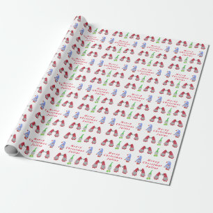 Personalized Merry Christmas Cute Gnomes Holiday Wrapping Paper