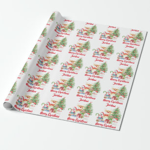Personalized Merry Christmas Cute Gnomes Holiday Wrapping Paper
