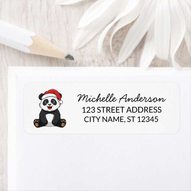 Personalized Merry Christmas Cute Panda Bear       Label (Insitu)