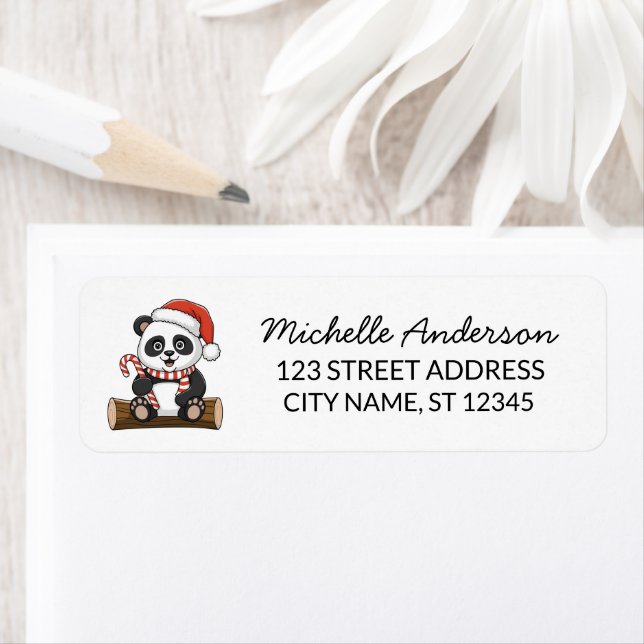 Personalized Merry Christmas Cute Panda Bear       Label (Insitu)