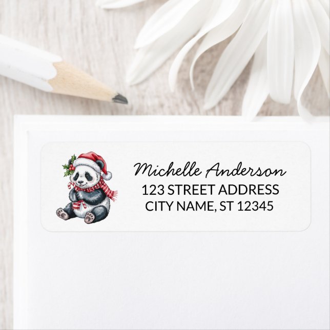 Personalized Merry Christmas Cute Panda Bear       Label (Insitu)