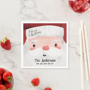 Personalized Merry Christmas Cute Santa Claus Face Napkins
