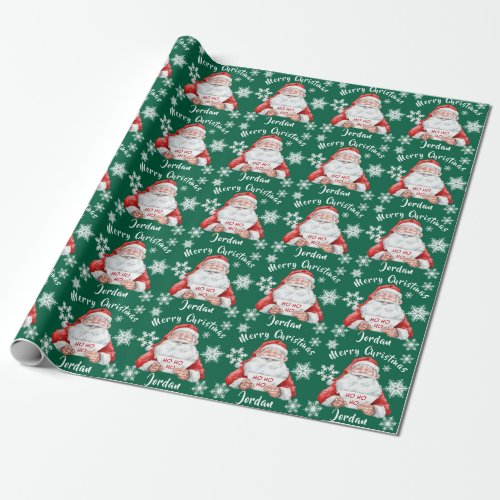 Personalized Merry Christmas Cute Santa Claus Wrapping Paper