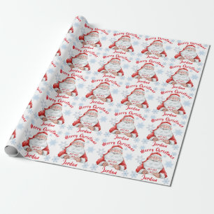 Personalized Merry Christmas Cute Santa Claus Wrapping Paper