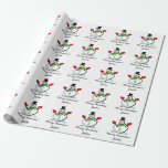 Personalized Merry Christmas cute white snowman Wrapping Paper<br><div class="desc">Custom Merry Christmas greeting white snowman wrapping paper for kids and adults. Cute winter Holiday illustration with black hat, green scarf and red gloves. Suitable for men, women, boys and girls. Add your own personalized seasons greeting and name. Happy Holidays gift wrap pattern. Change quantity to get the cheap bulk...</div>